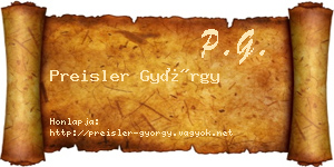 Preisler György névjegykártya